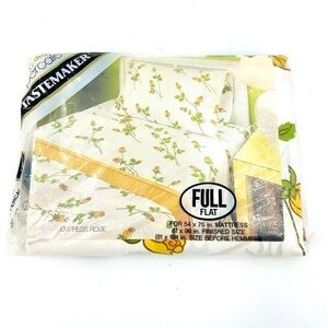 Vintage Tastemaster Percale No Iron Full Flat Sheet Empress Rose Floral NEW